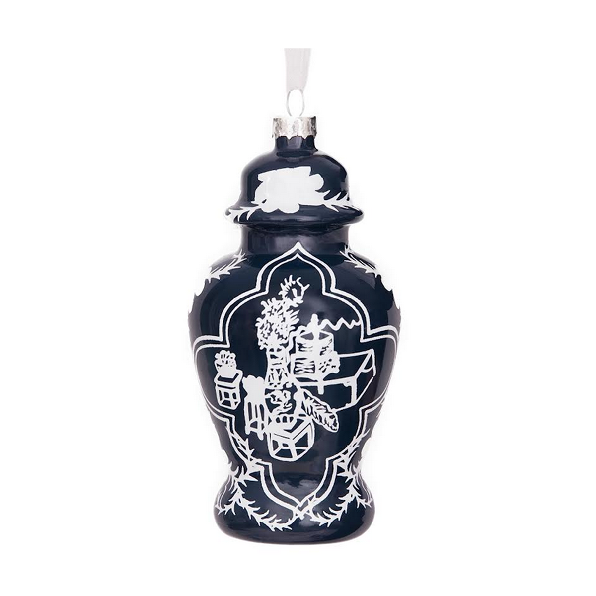 Navy Trellis Jar Ornament