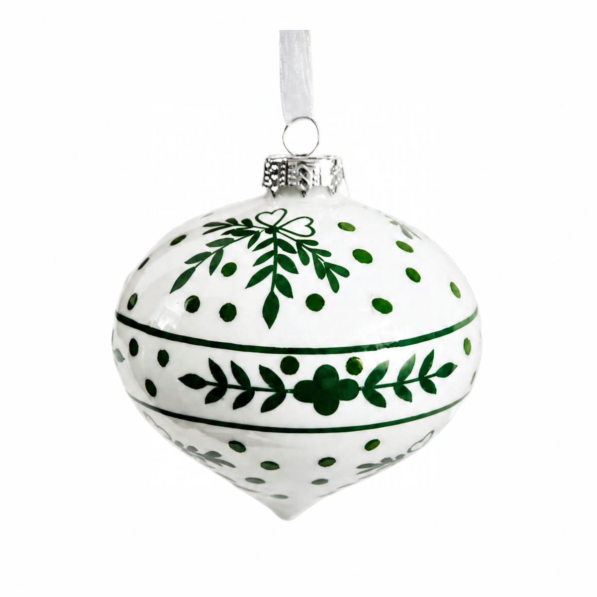 Greenery Dot Green Pointed Ball Ornament