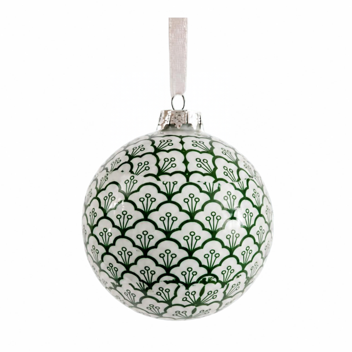 Green Floral Trellis Ball Ornament
