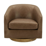 Charice Leather Swivel Chair Tan