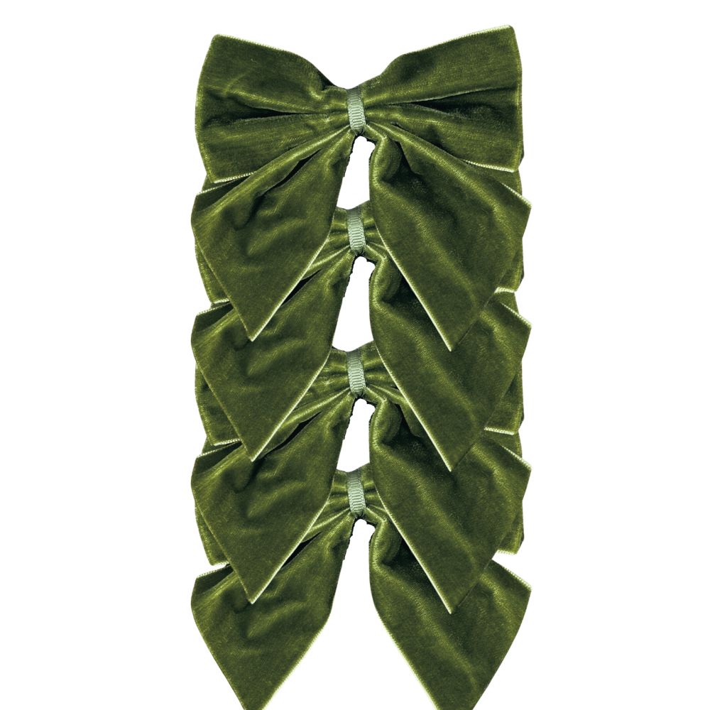 Olive: Velvet Bow Napkin Ties - (Set of 4)