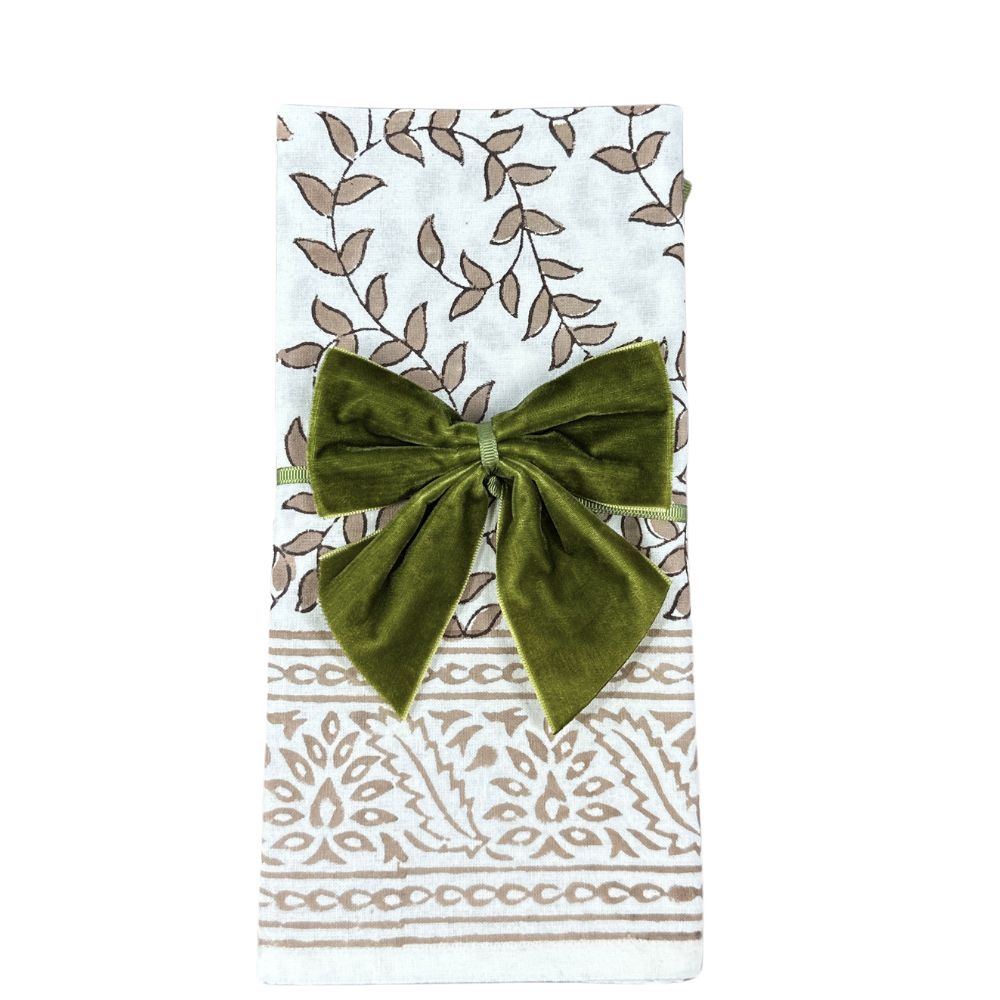 Olive: Velvet Bow Napkin Ties - (Set of 4)