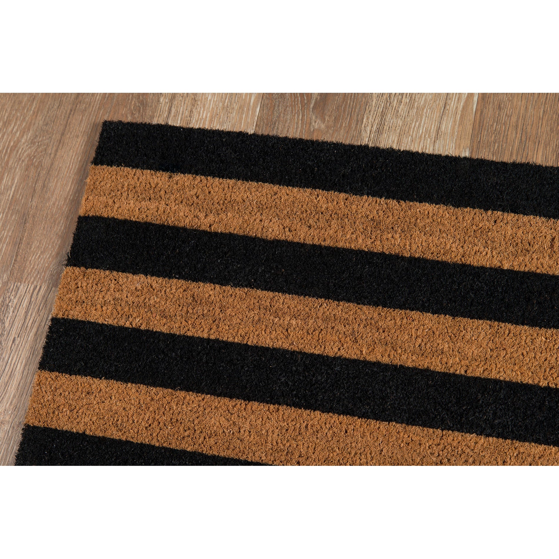 Erin Gates by Momeni Park Stripe Black Hand Woven Natural Coir Doormat 1'6" X 2'6"