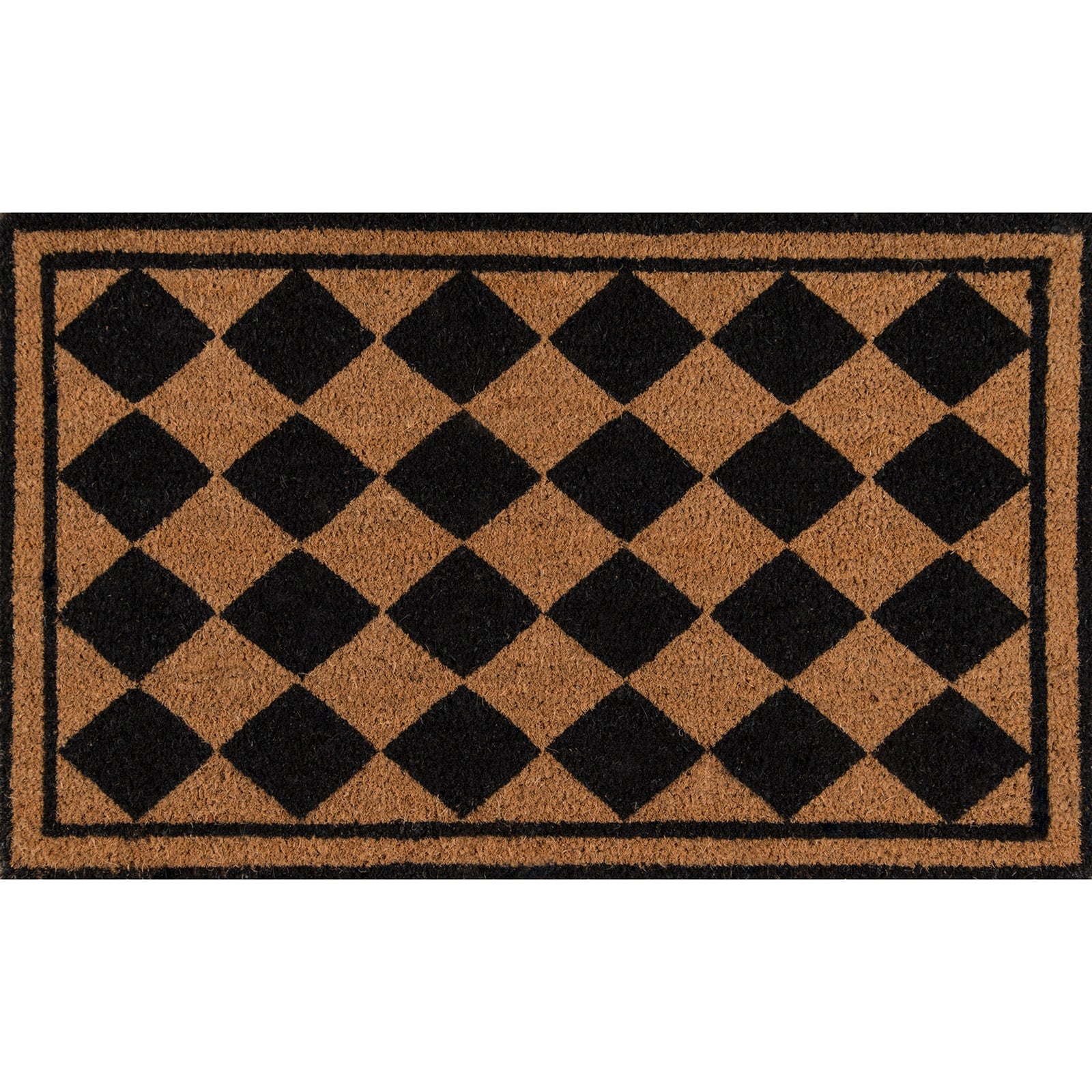 Erin Gates by Momeni Park Harlequin Black Hand Woven Natural Coir Doormat 1'6" X 2'6"