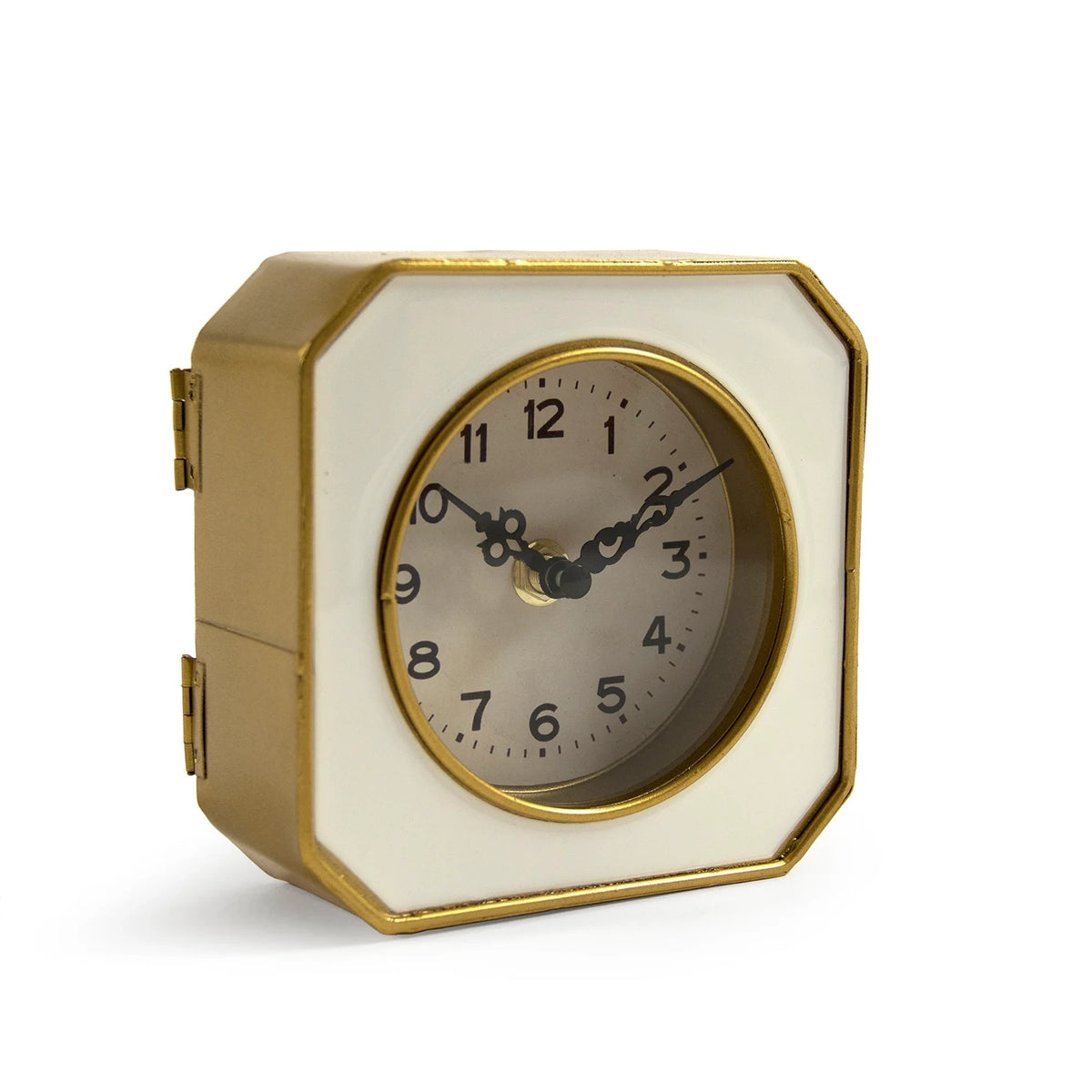 Ivory and Gold Metal Table Clock