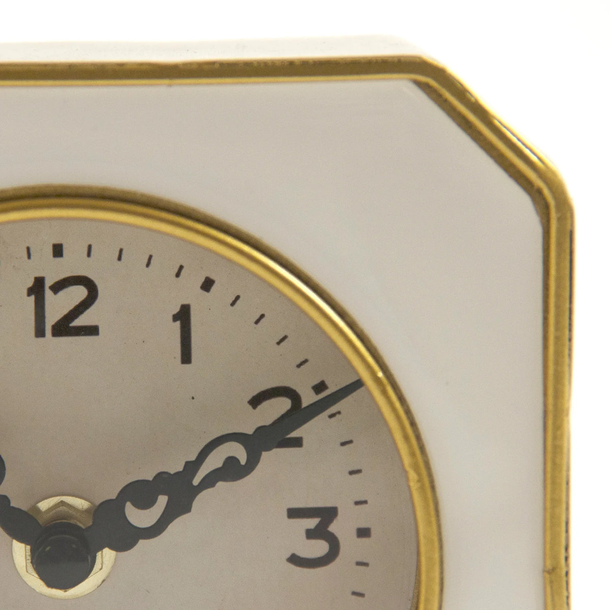 Ivory and Gold Metal Table Clock
