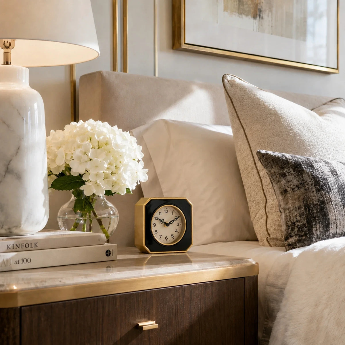 Black and Gold Metal Table Clock