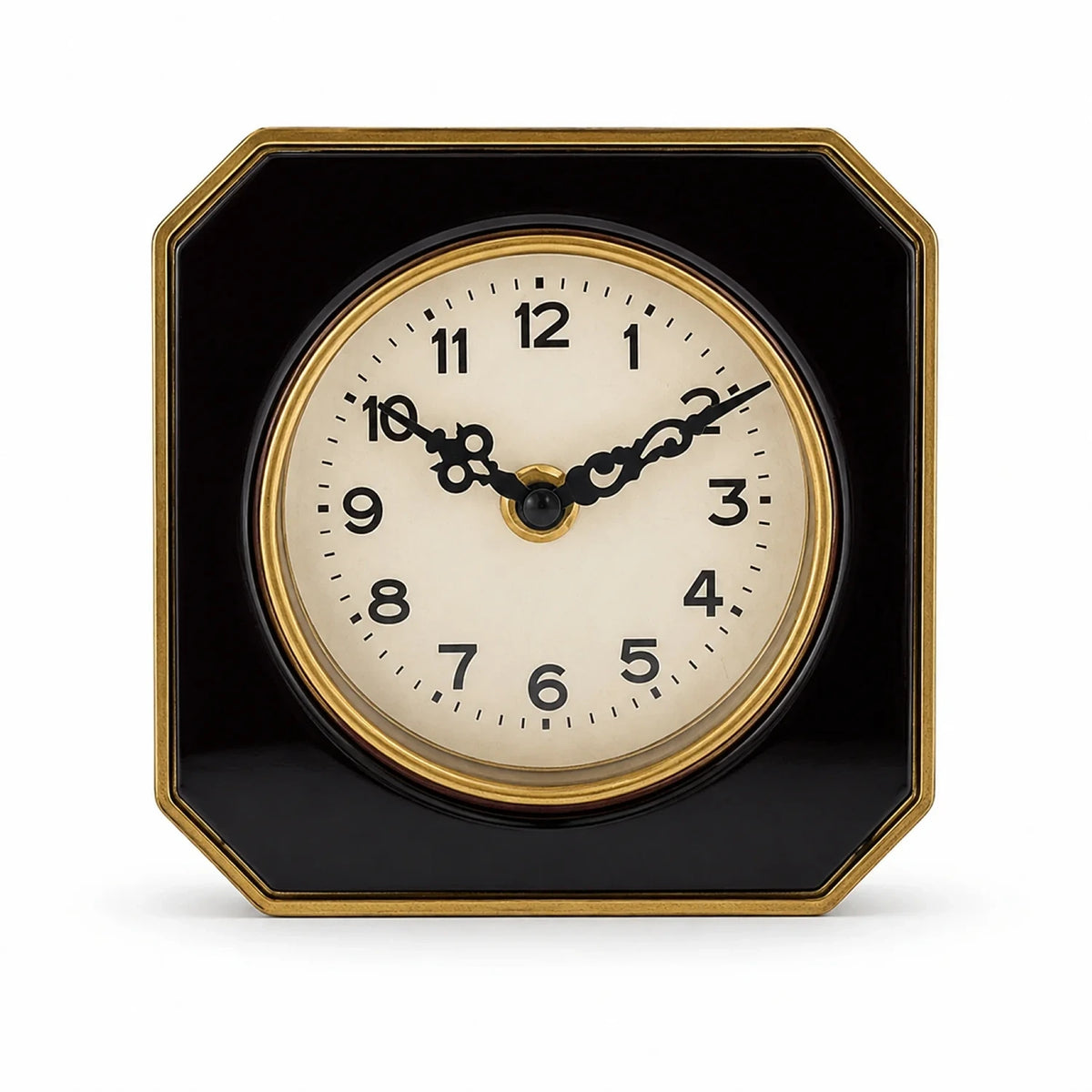 Black and Gold Metal Table Clock