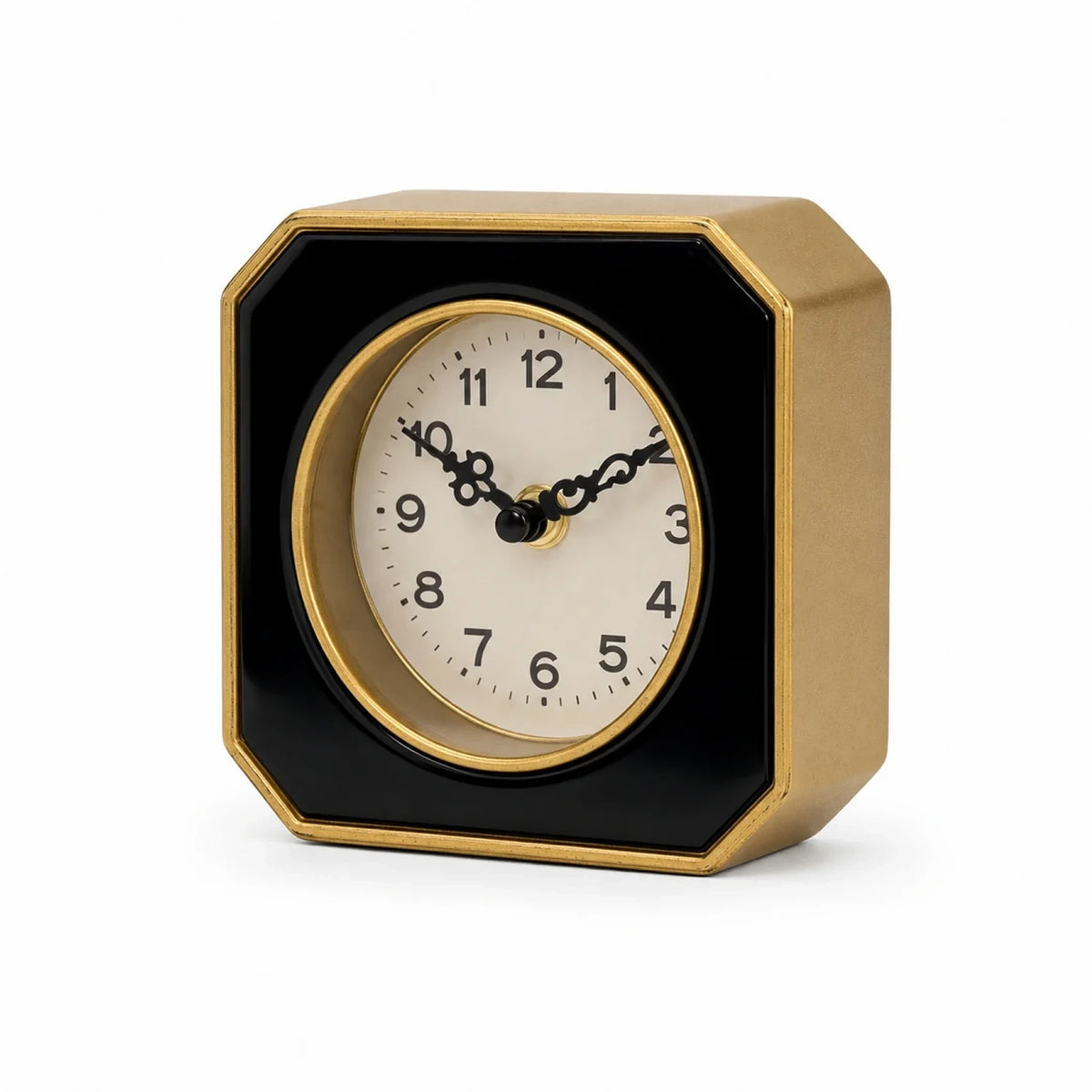 Black and Gold Metal Table Clock