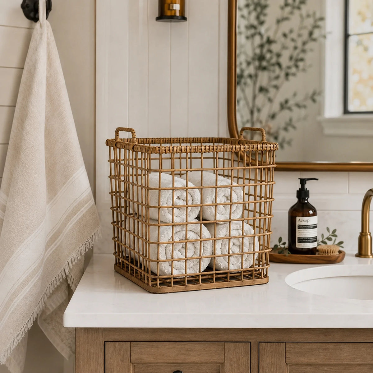 Synthetic Rattan Storage Basket