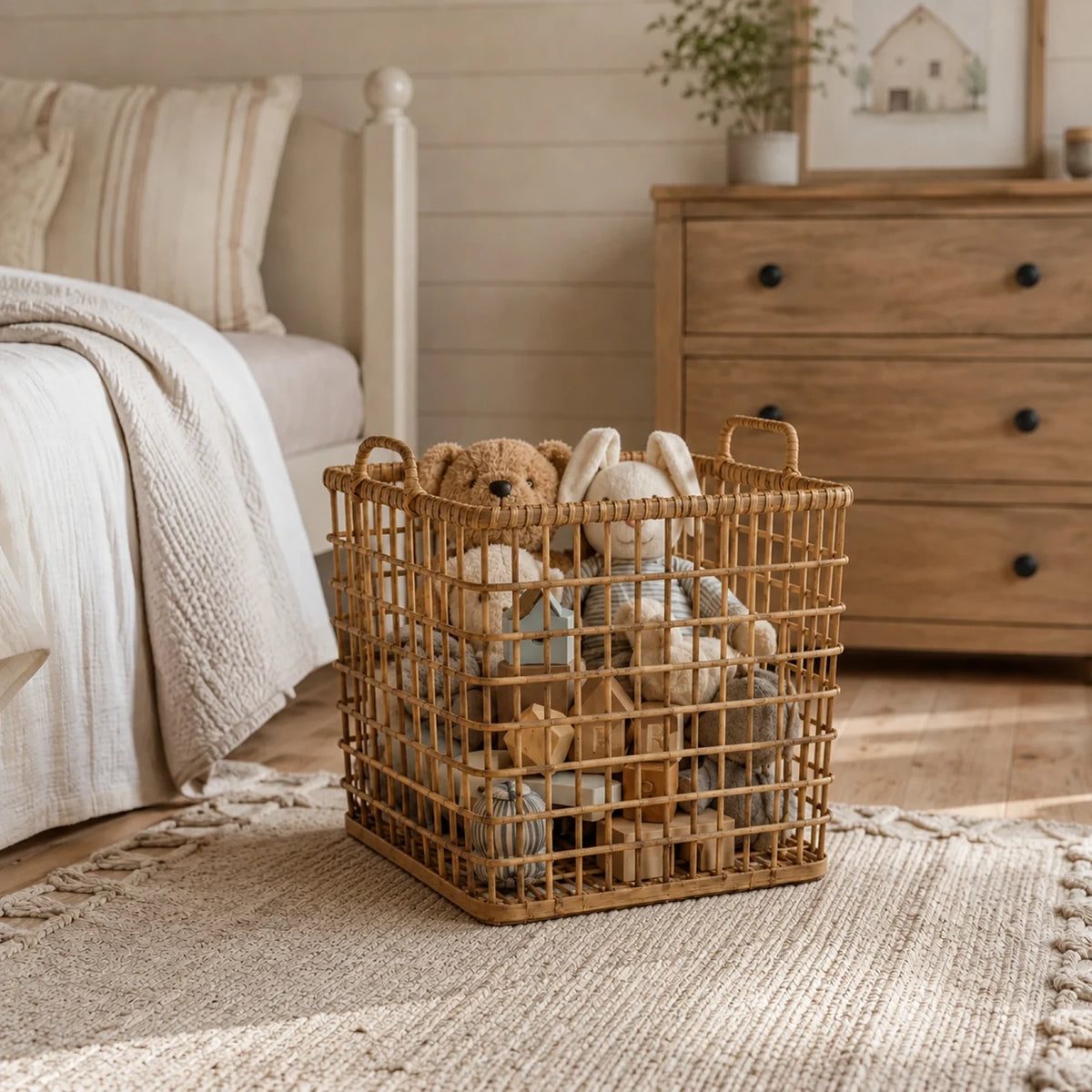 Synthetic Rattan Storage Basket