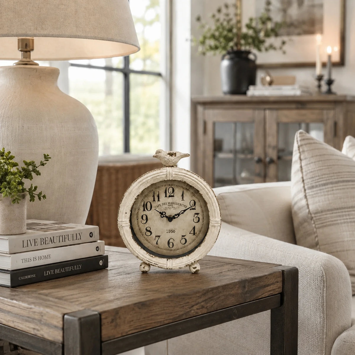 Marguerite Bird Table Clock