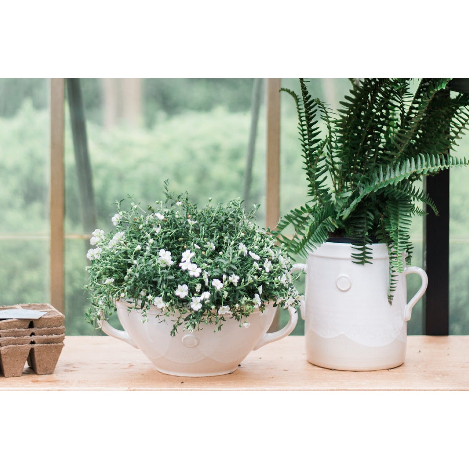 White Handthrown Crock, Small