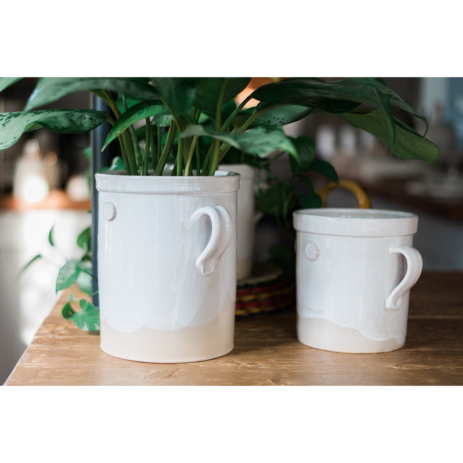 White Handthrown Crock, Small