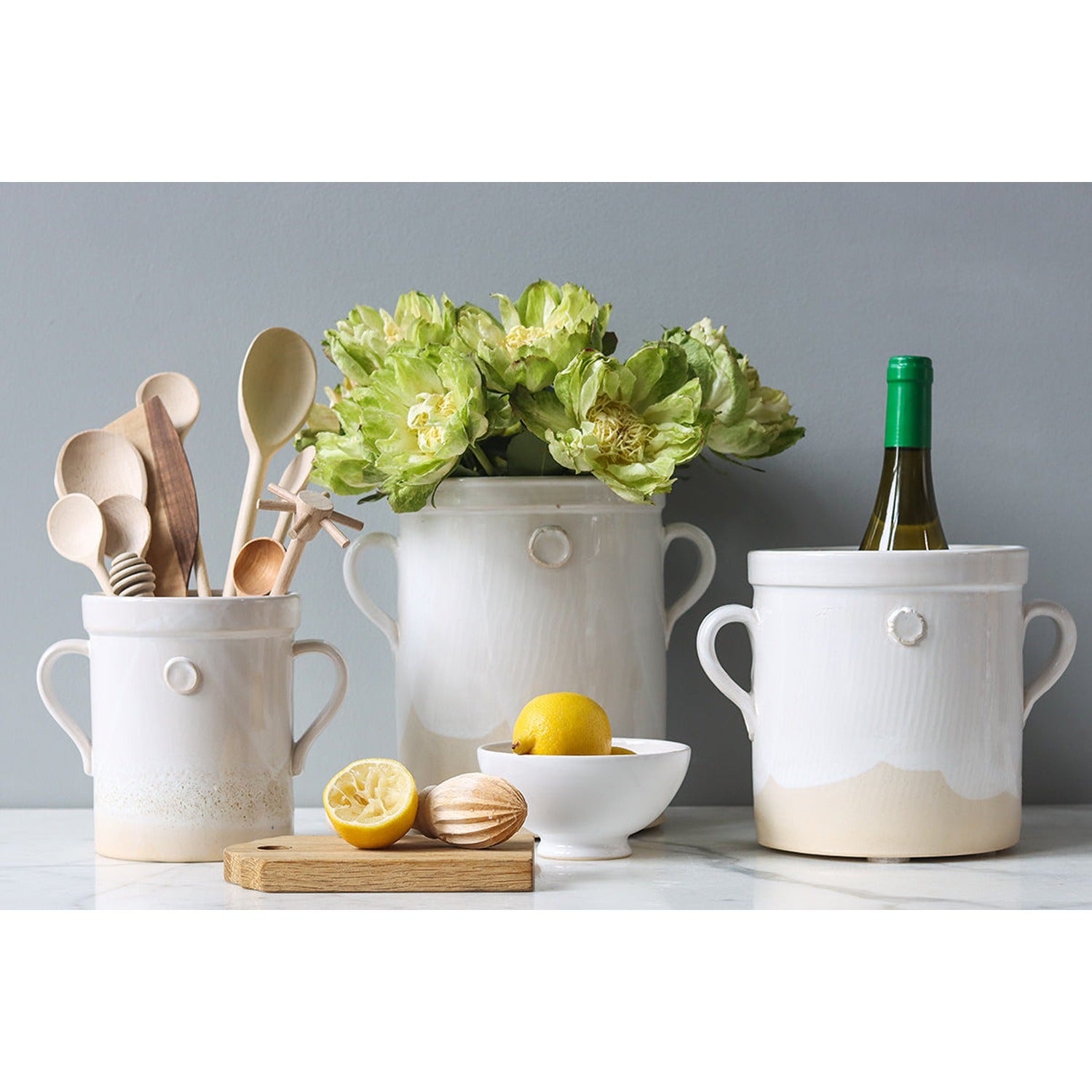 White Handthrown Crock, Small
