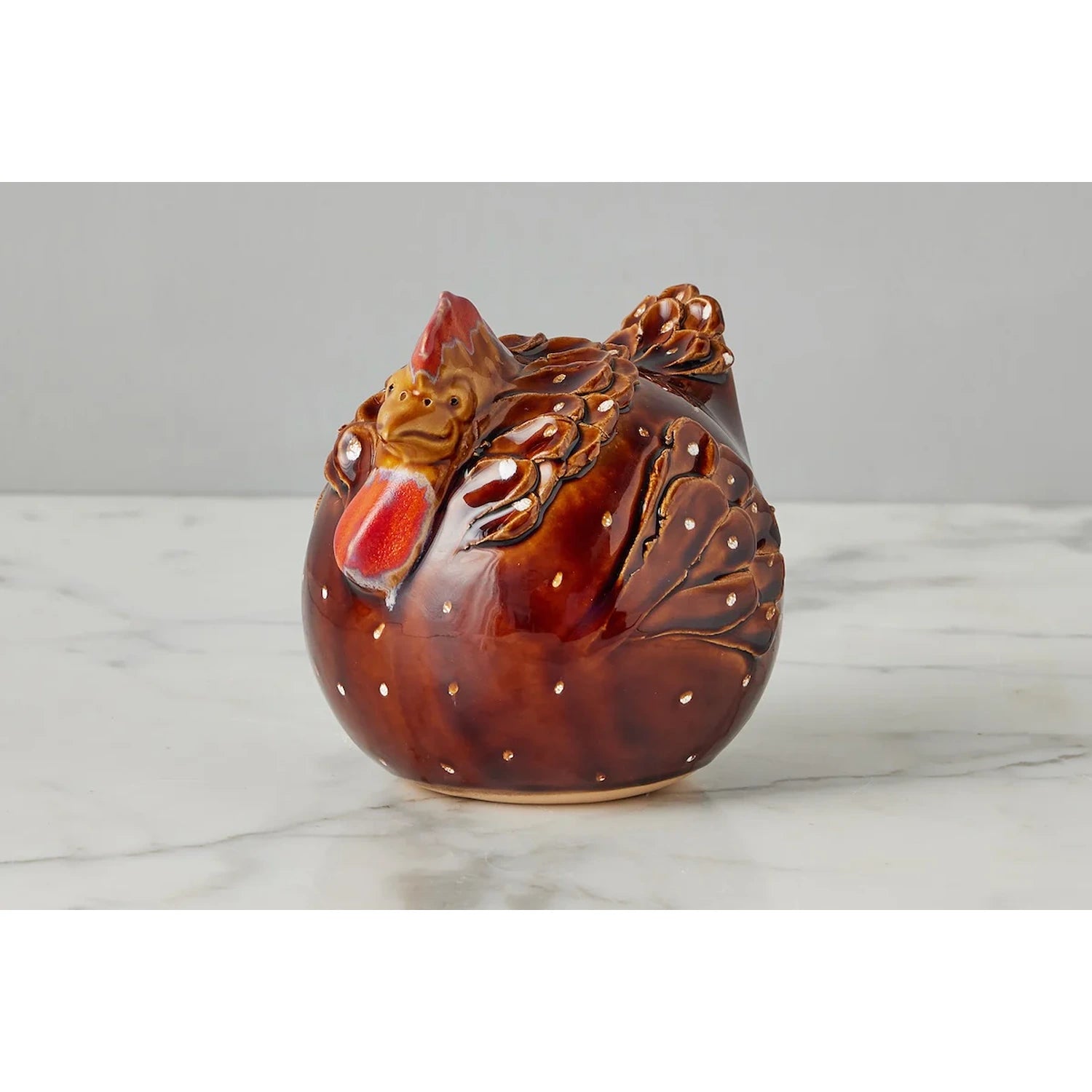 Ceramic Country French Hen, Medium, Brown