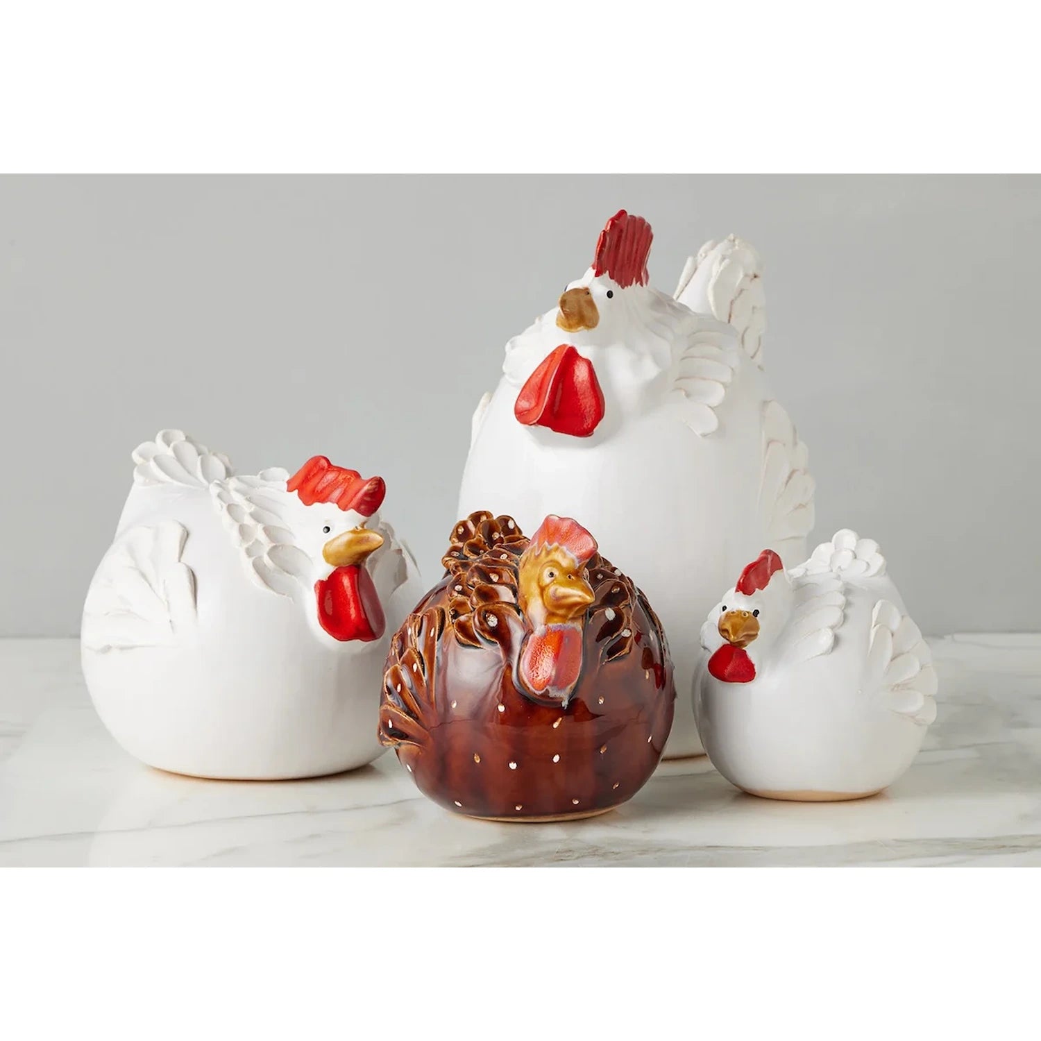Ceramic Country French Hen, Medium, Brown