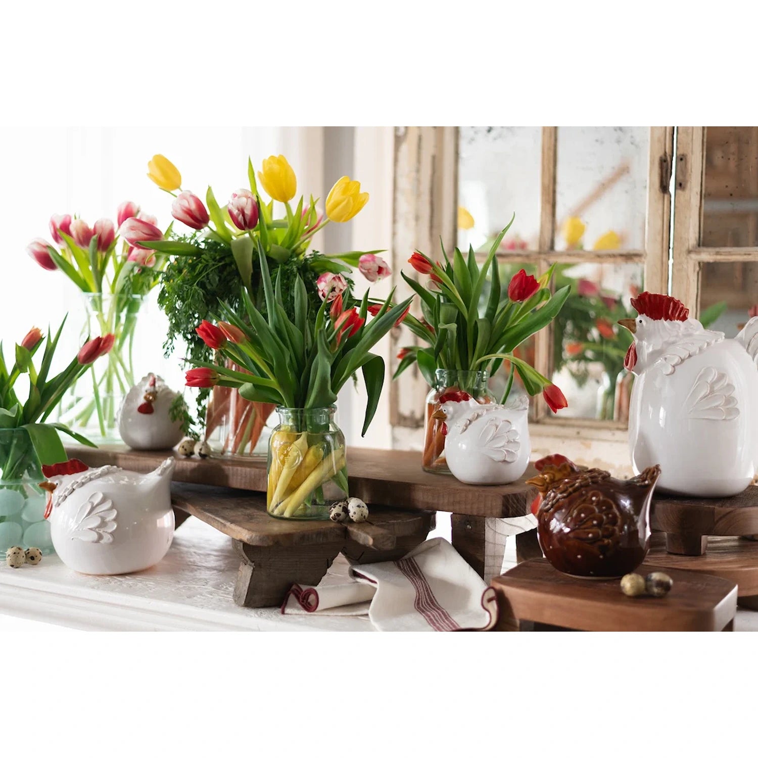 Ceramic Country French Hen, Medium, Brown