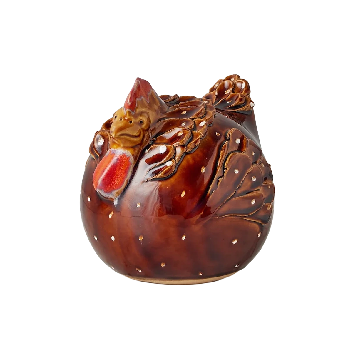 Ceramic Country French Hen, Medium, Brown
