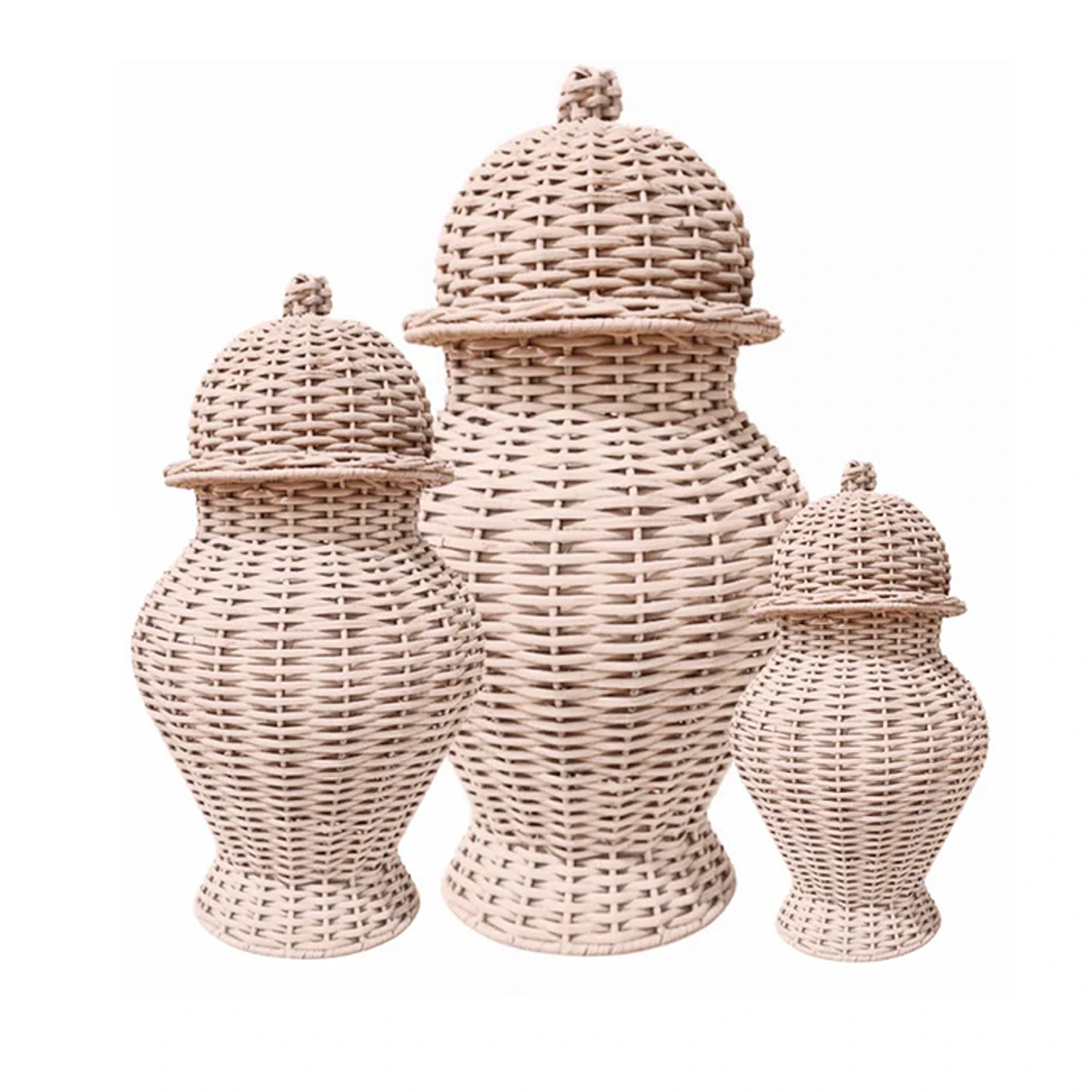 Pale Pink Wicker Jar (3 Sizes)