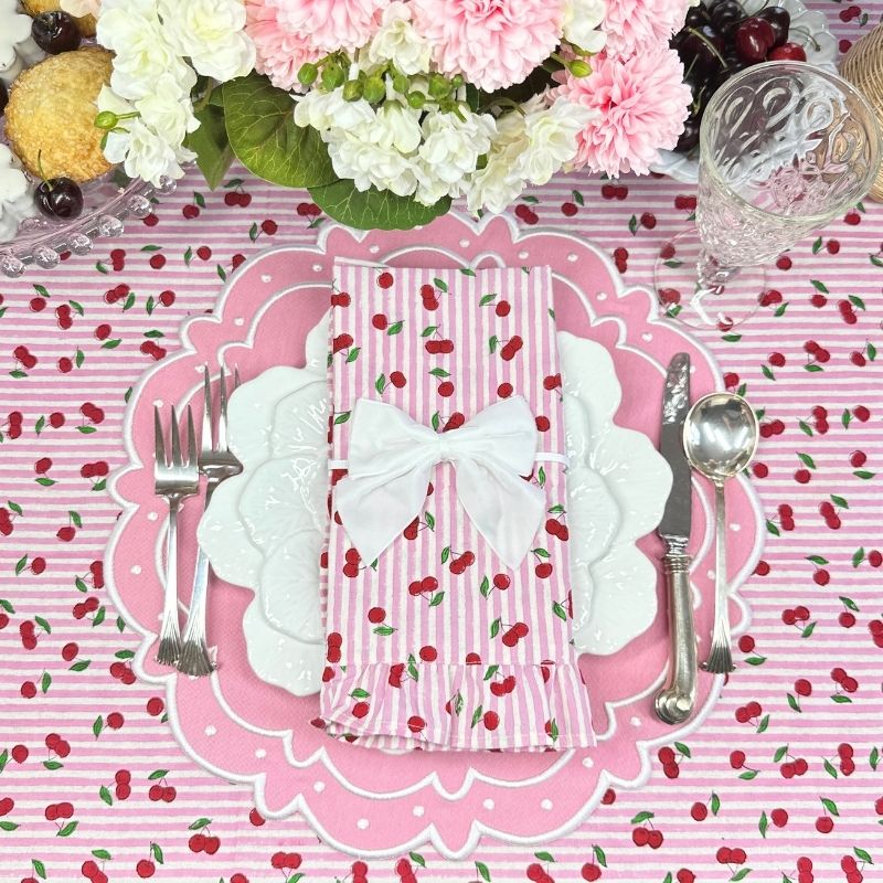 Cherries with Ruffle - Napkin - Set of 4