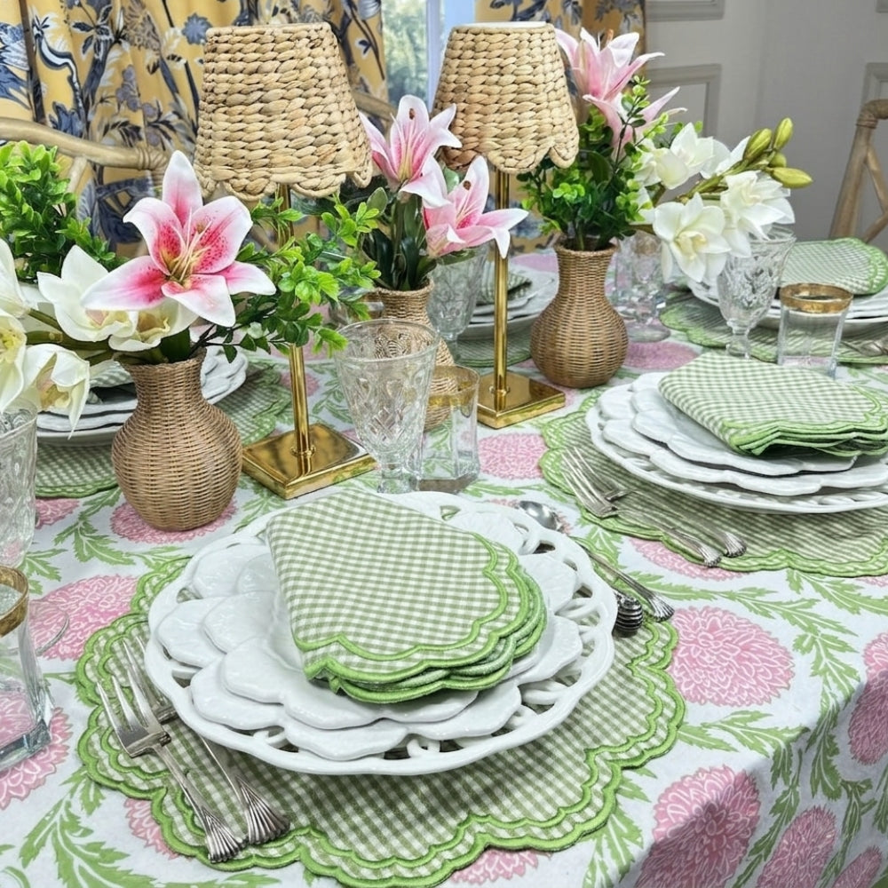 Pink and Green, Flowers & Vines - Tablecloth