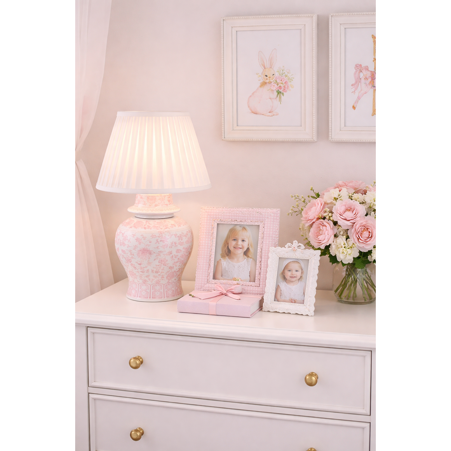 Pink Porcelain Rechargeable Lamp