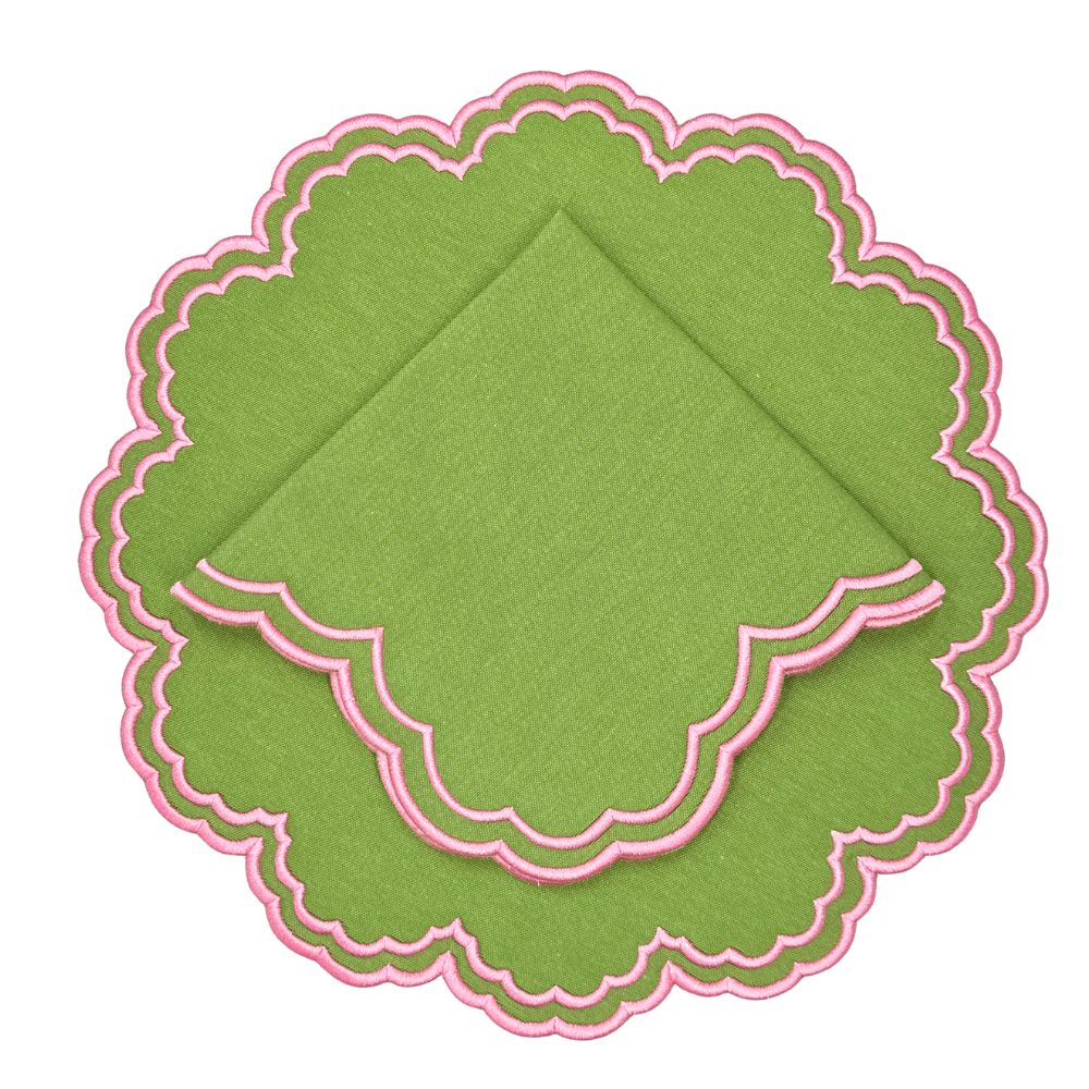 Bettina Napkin - Green & Pink (Set of 4)