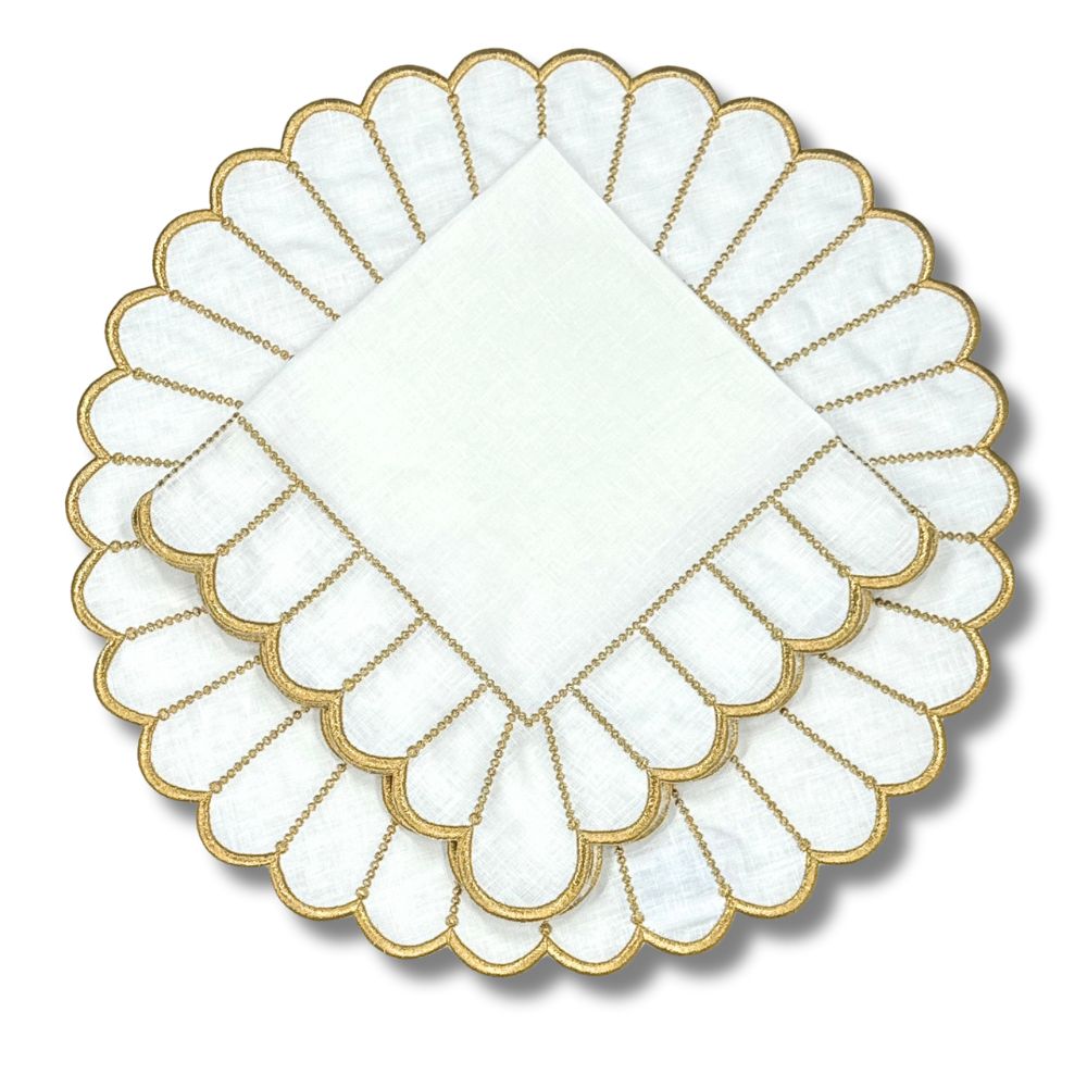 Studio Collection: Pippa Napkin - White/Gold (Set of 4)