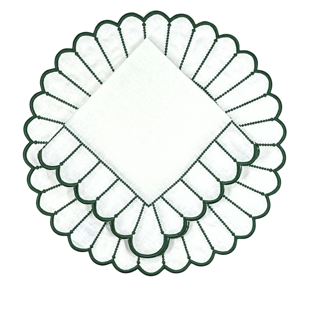 Studio Collection: Pippa Napkin - White/Dark Green (Set of 4)