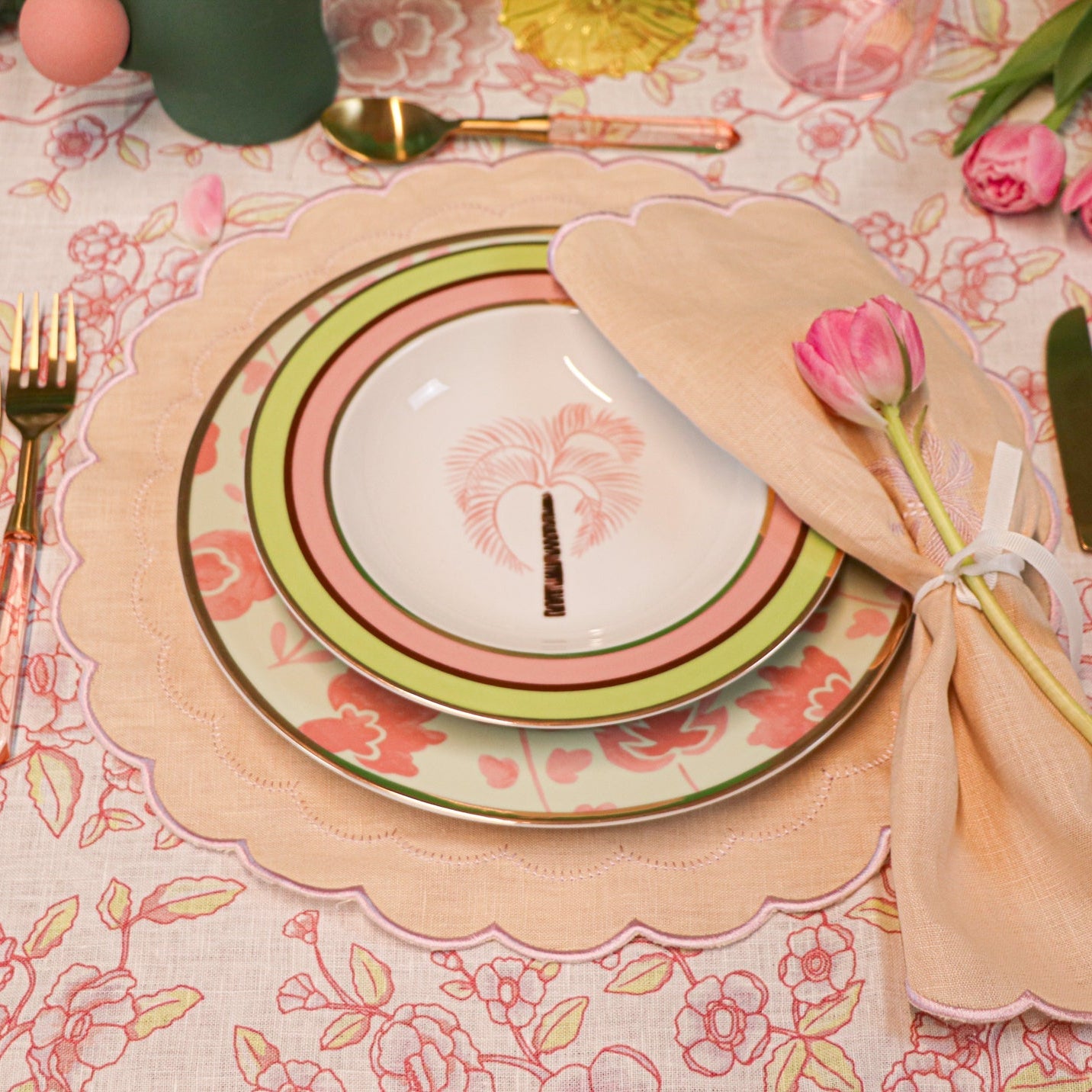 Pistachio & Lychee Palm Soup Bowl - Set of 4 (+1 Bonus Bowl)