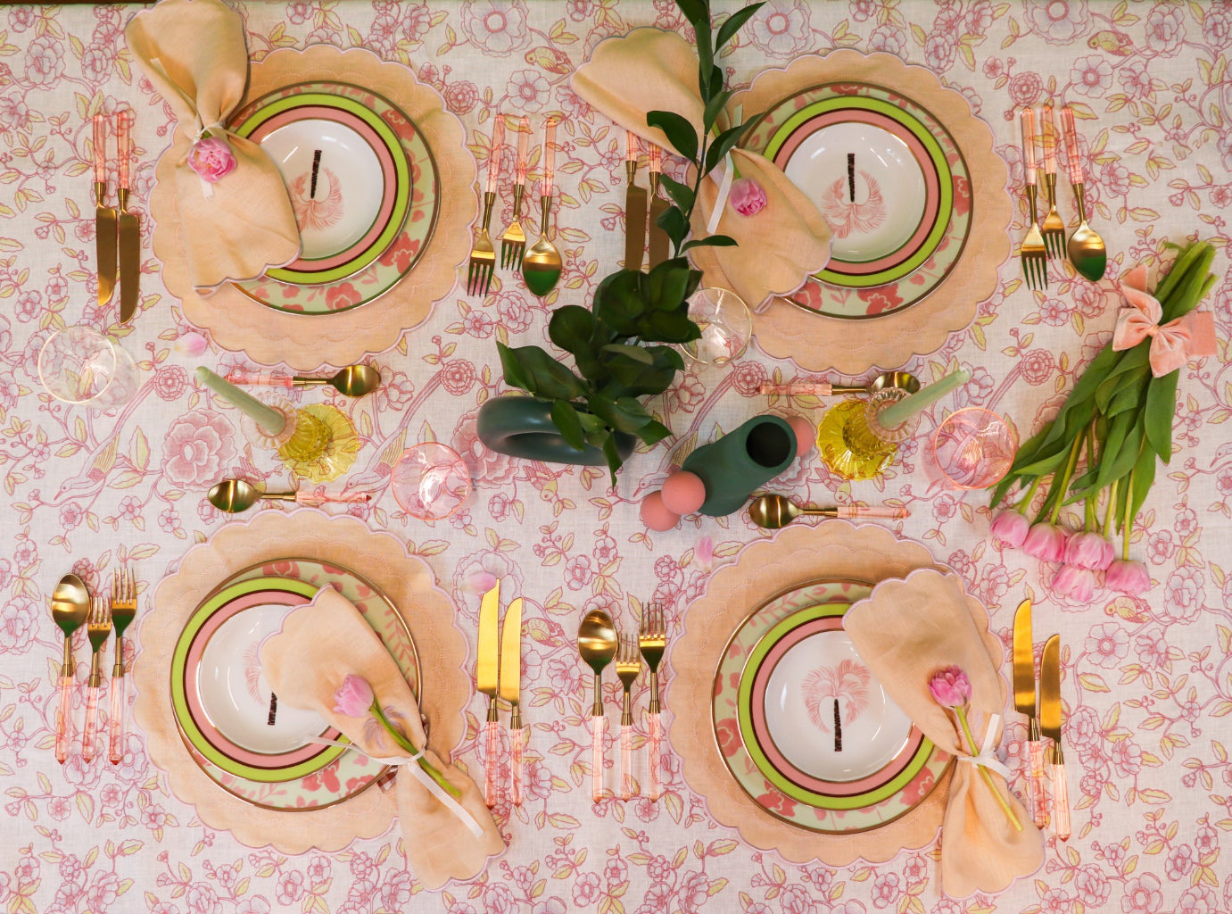 Pistachio & Lychee Palm Soup Bowl - Set of 4 (+1 Bonus Bowl)