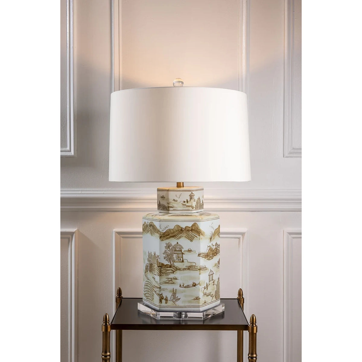Canton Large Hex Lamp Brown