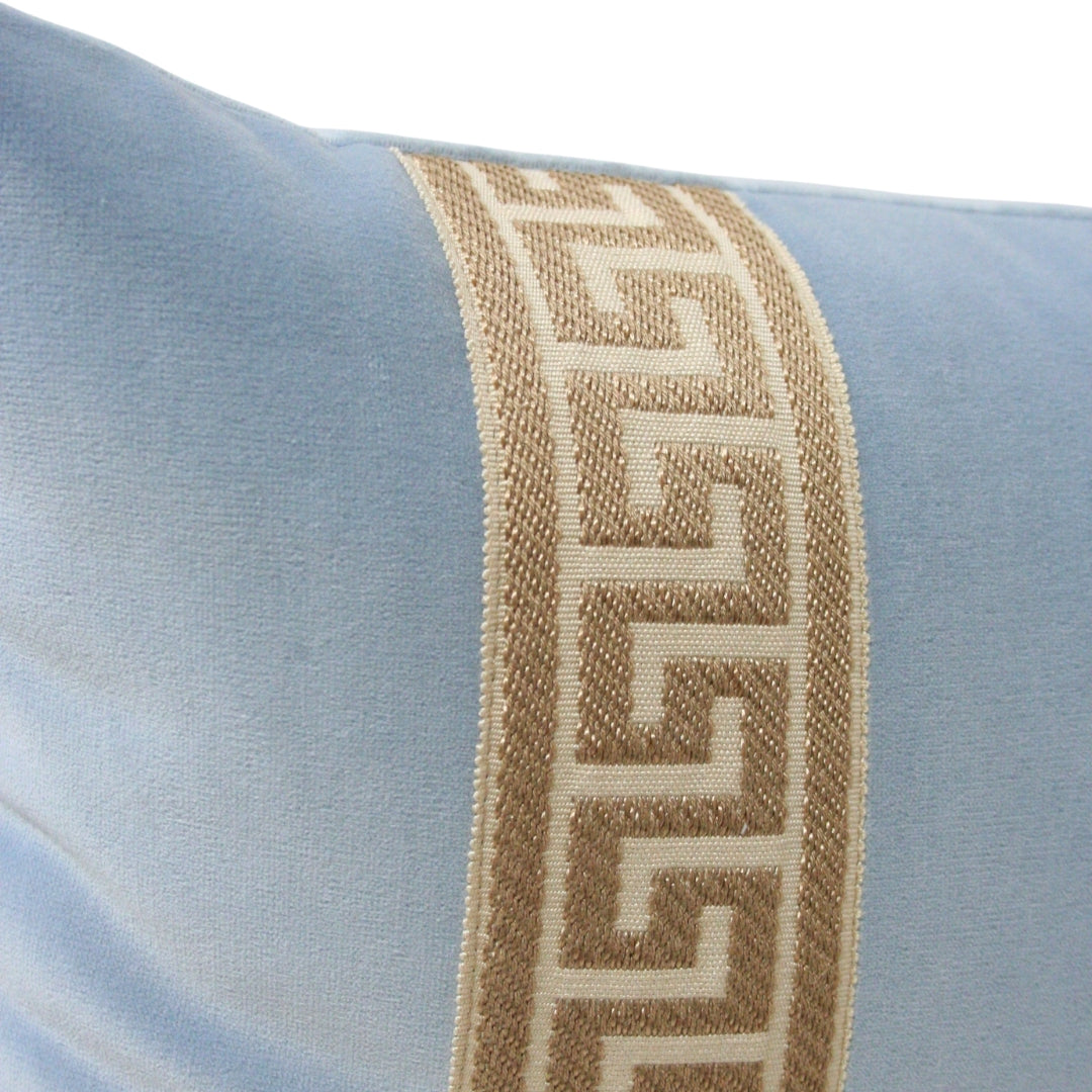 Powder Blue Velvet with Greek Key Trim (Last Chance)