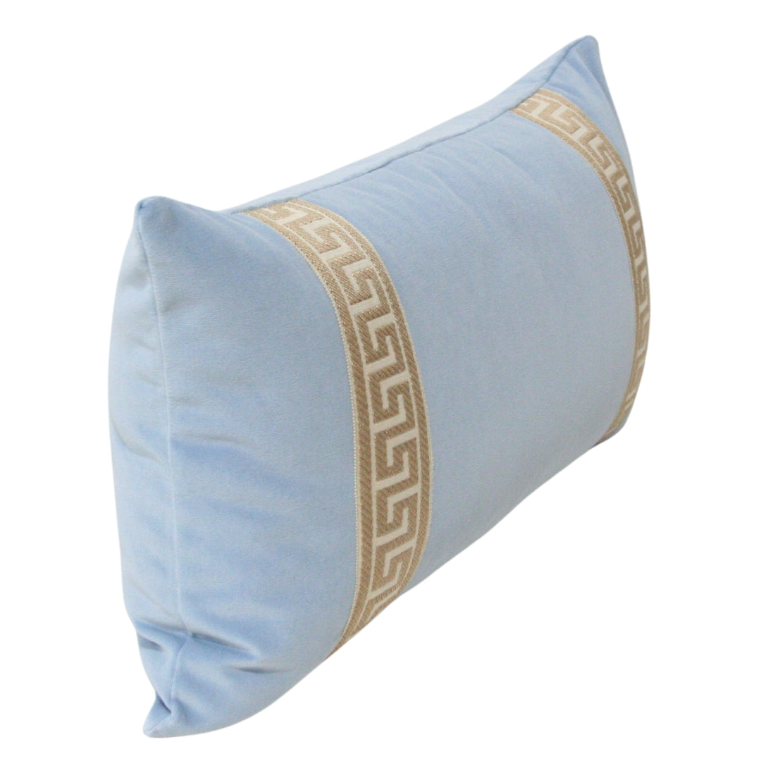 Powder Blue Velvet with Greek Key Trim (Last Chance)