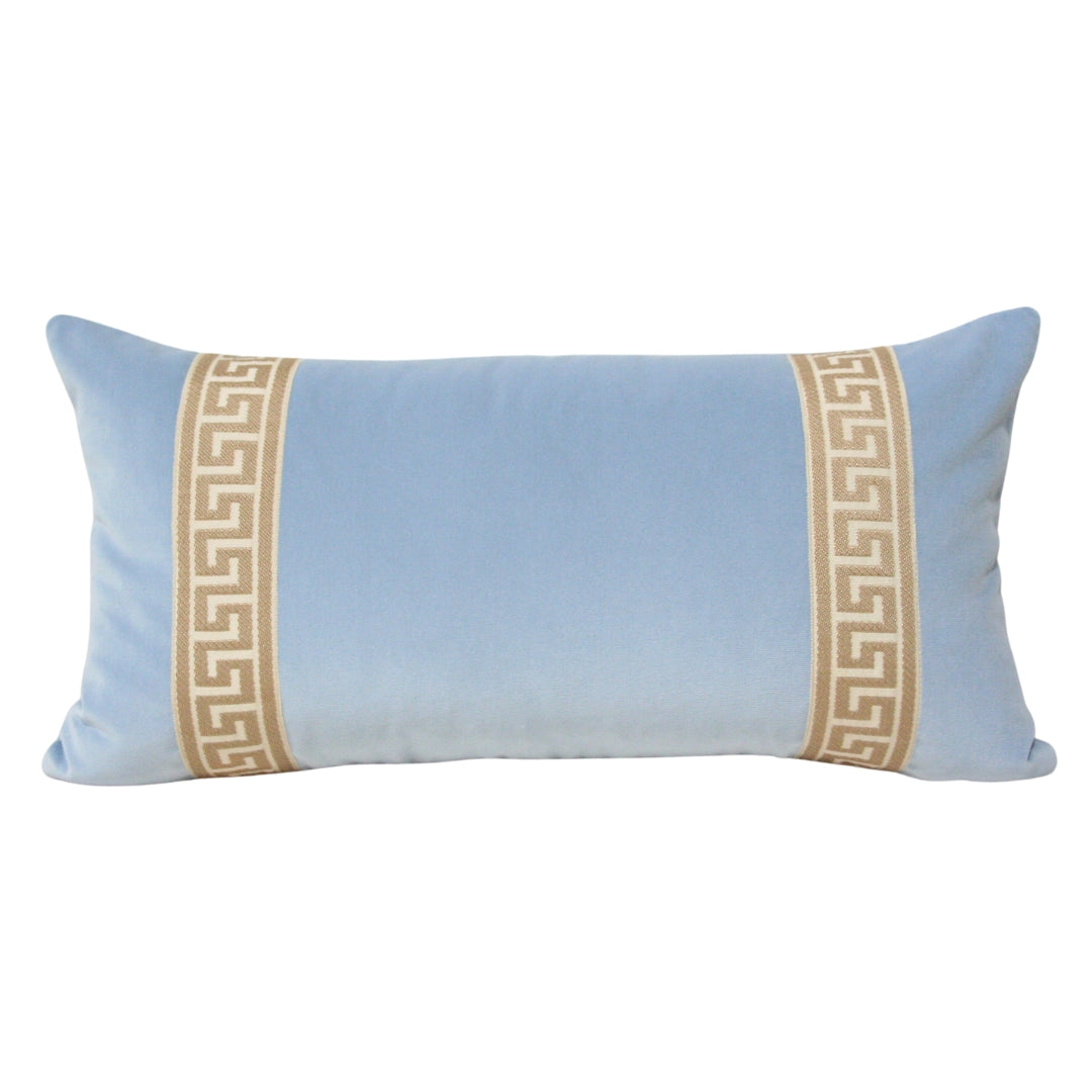 Powder Blue Velvet with Greek Key Trim (Last Chance)