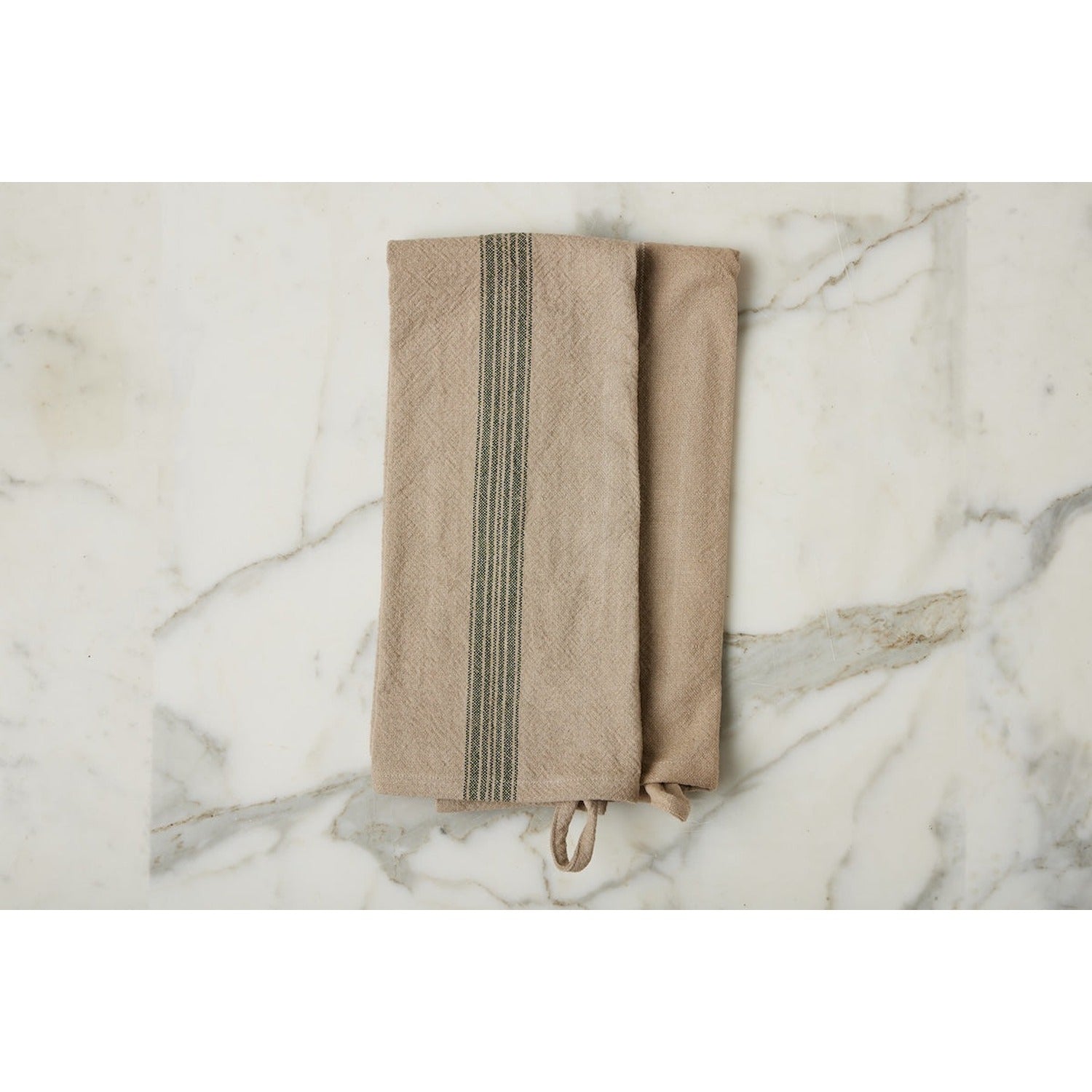 Kitchen Tea Towel, Vintage Spruce Green Stripe, Set of 2
