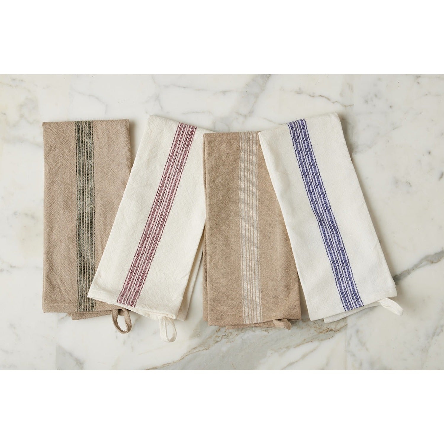 Kitchen Tea Towel, Vintage White Stripe, Set of 2