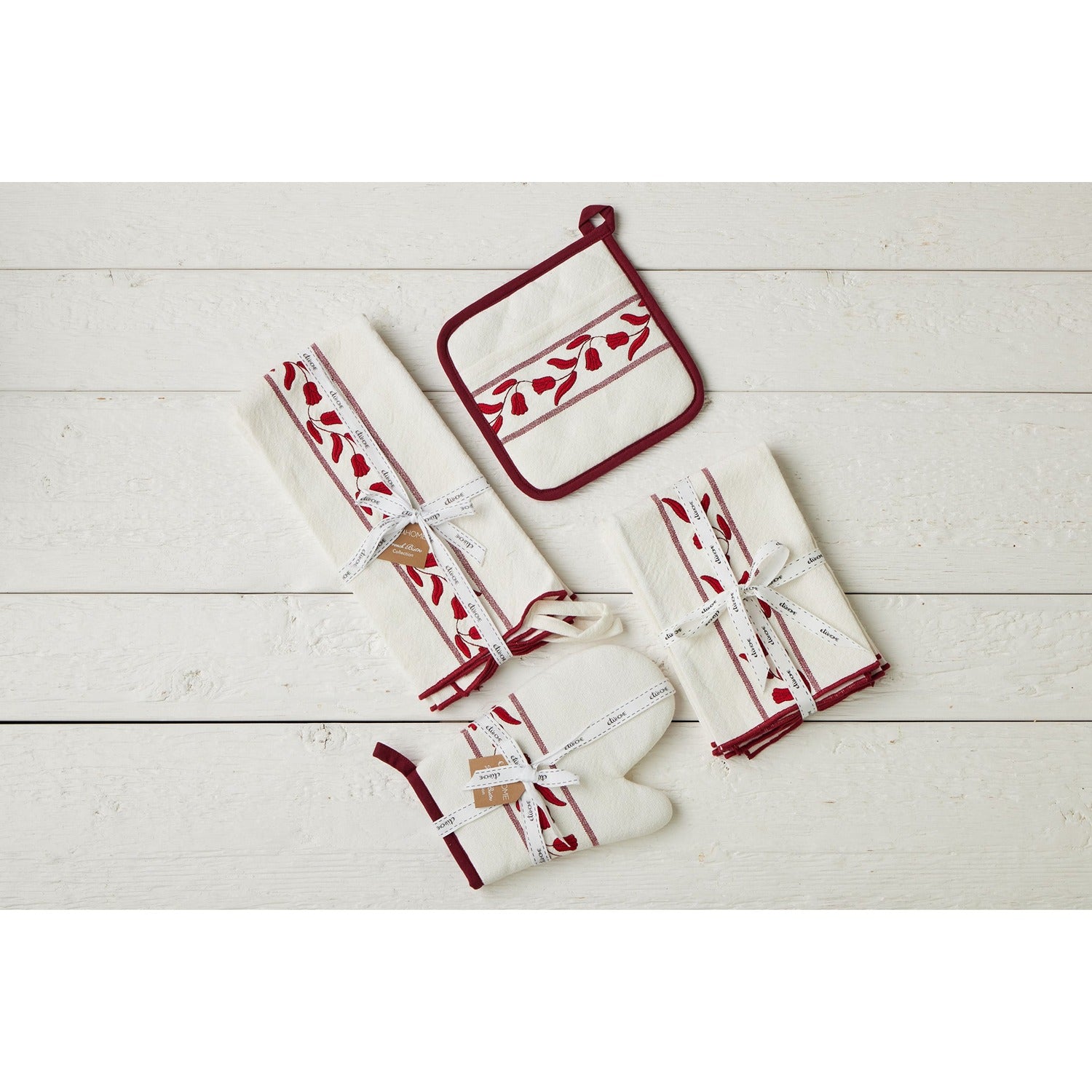 Oven Mitt, Merlot Red Tulip, Set of 2