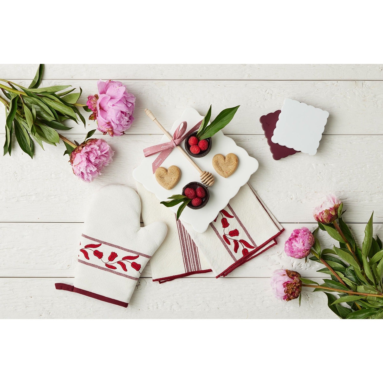 Oven Mitt, Merlot Red Tulip, Set of 2