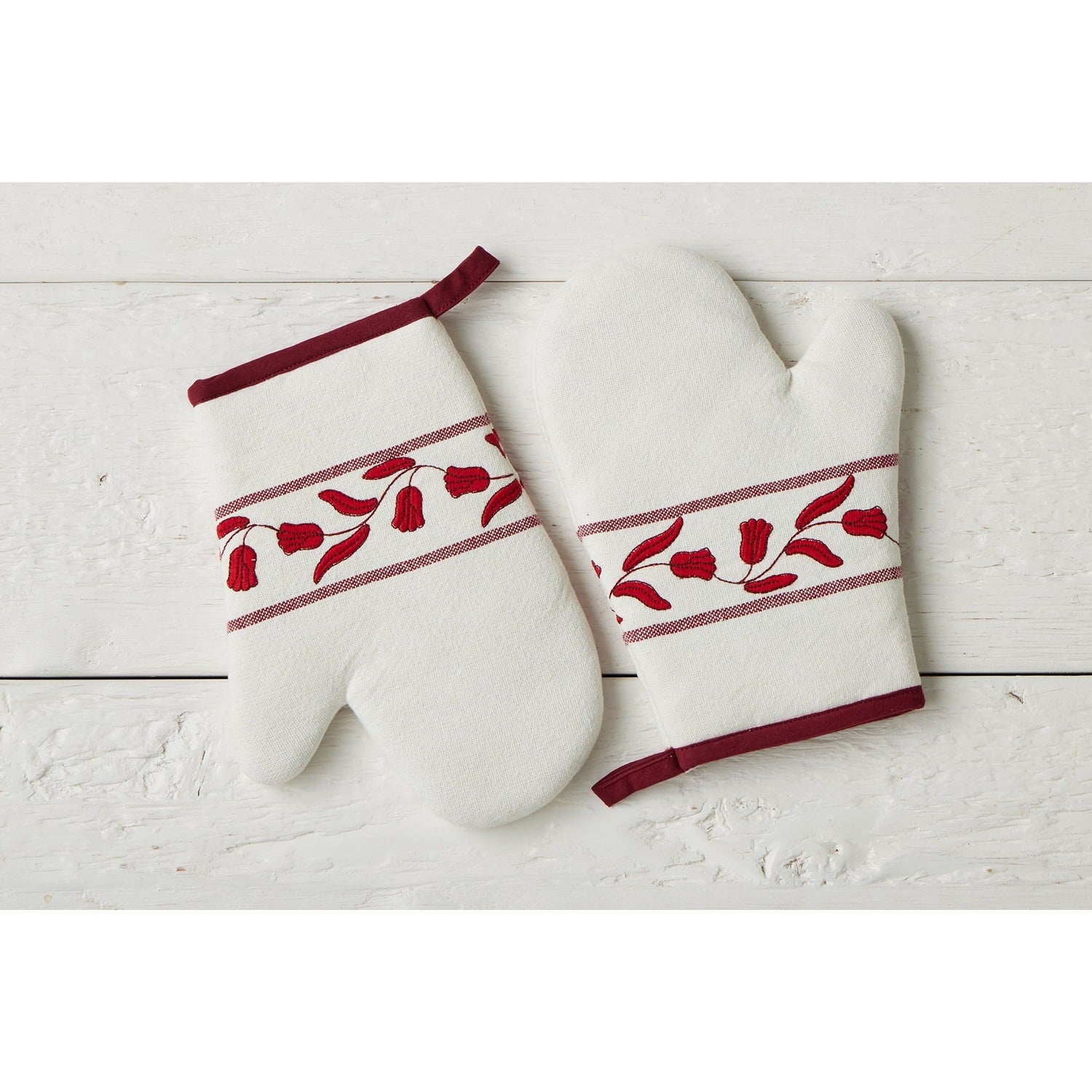 Oven Mitt, Merlot Red Tulip, Set of 2
