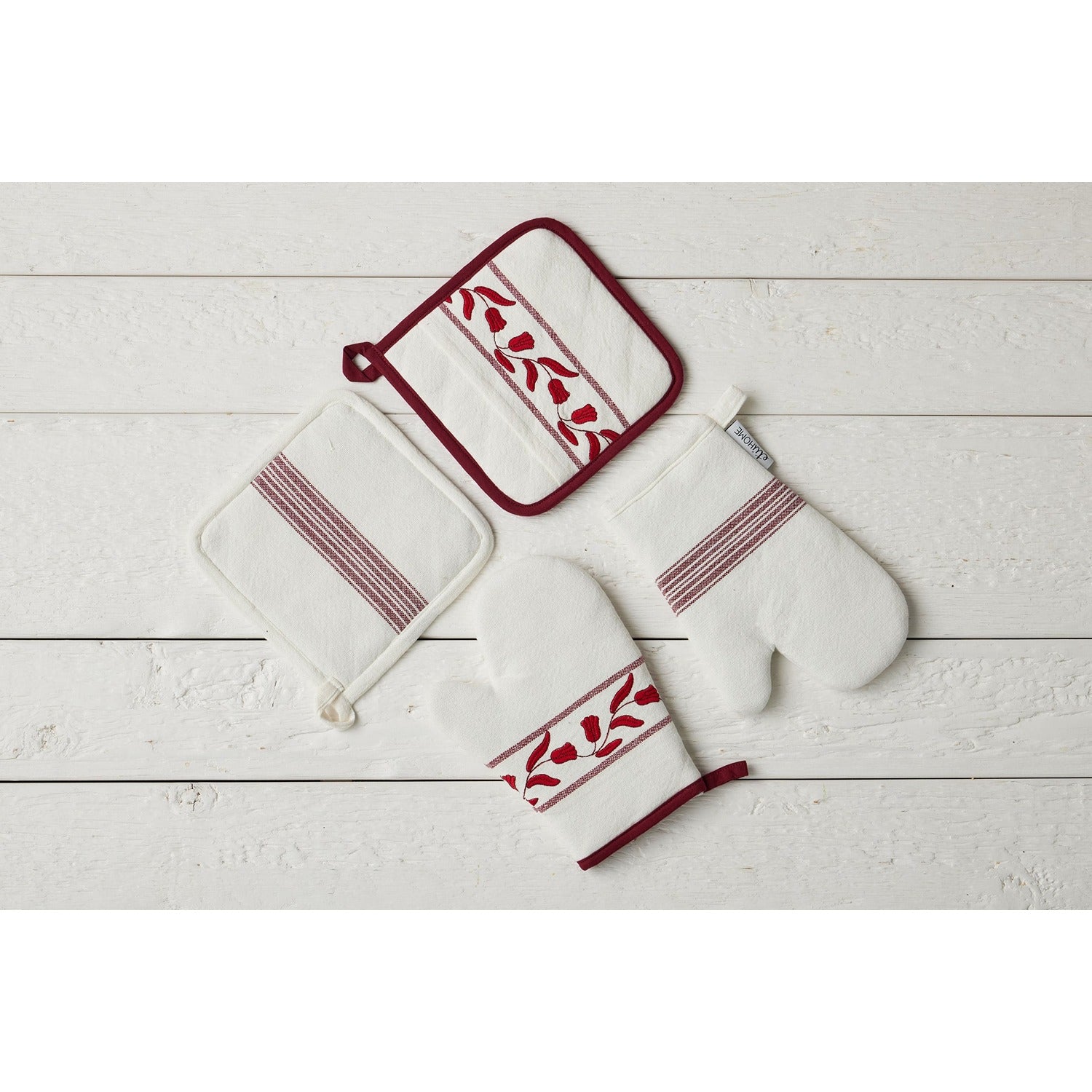 Oven Mitt, Merlot Red Tulip, Set of 2