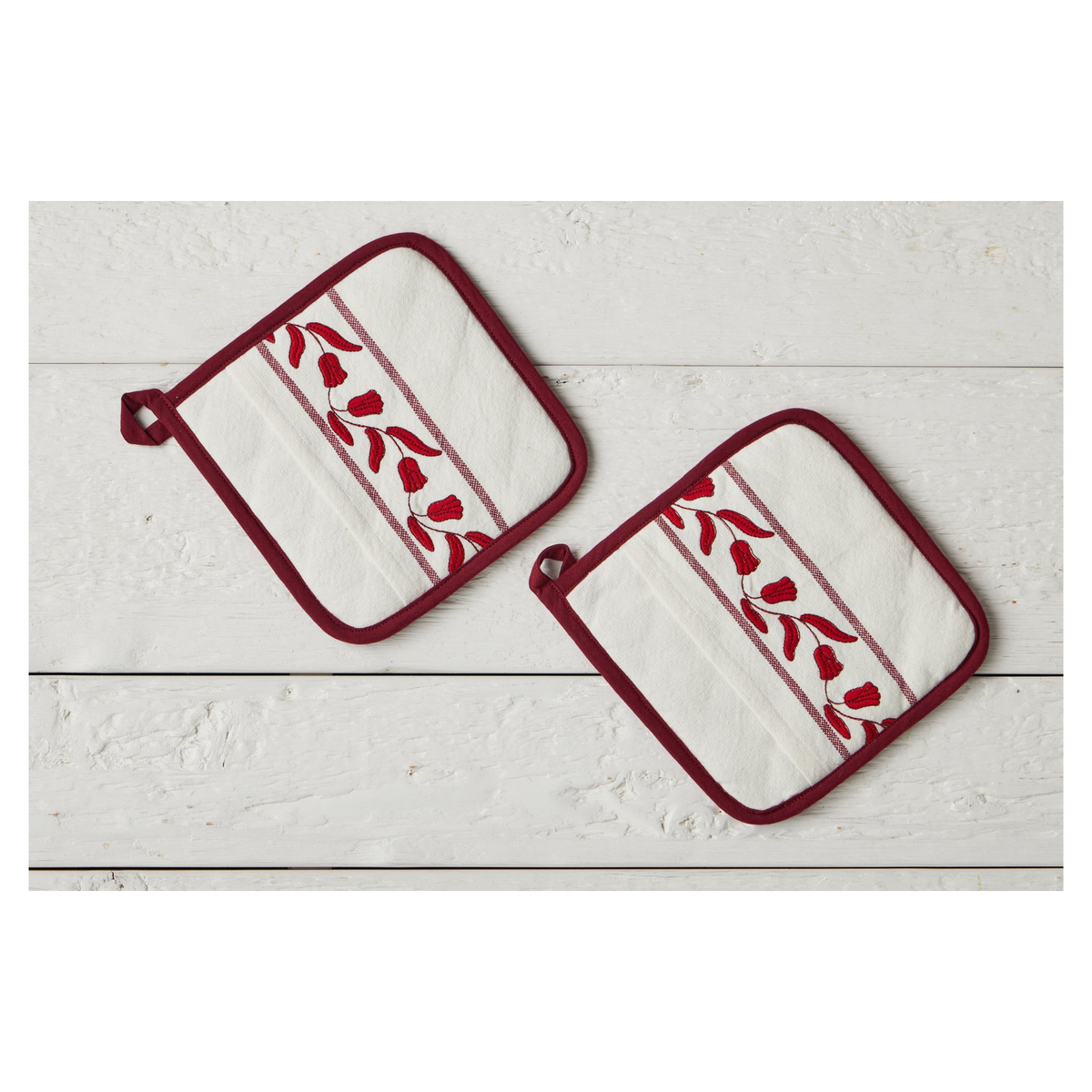 Pot Holder, Merlot Red Tulip, Set of 2