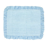 Blue Stripes - Quilted Placemats with Ruffle  - Set of 4