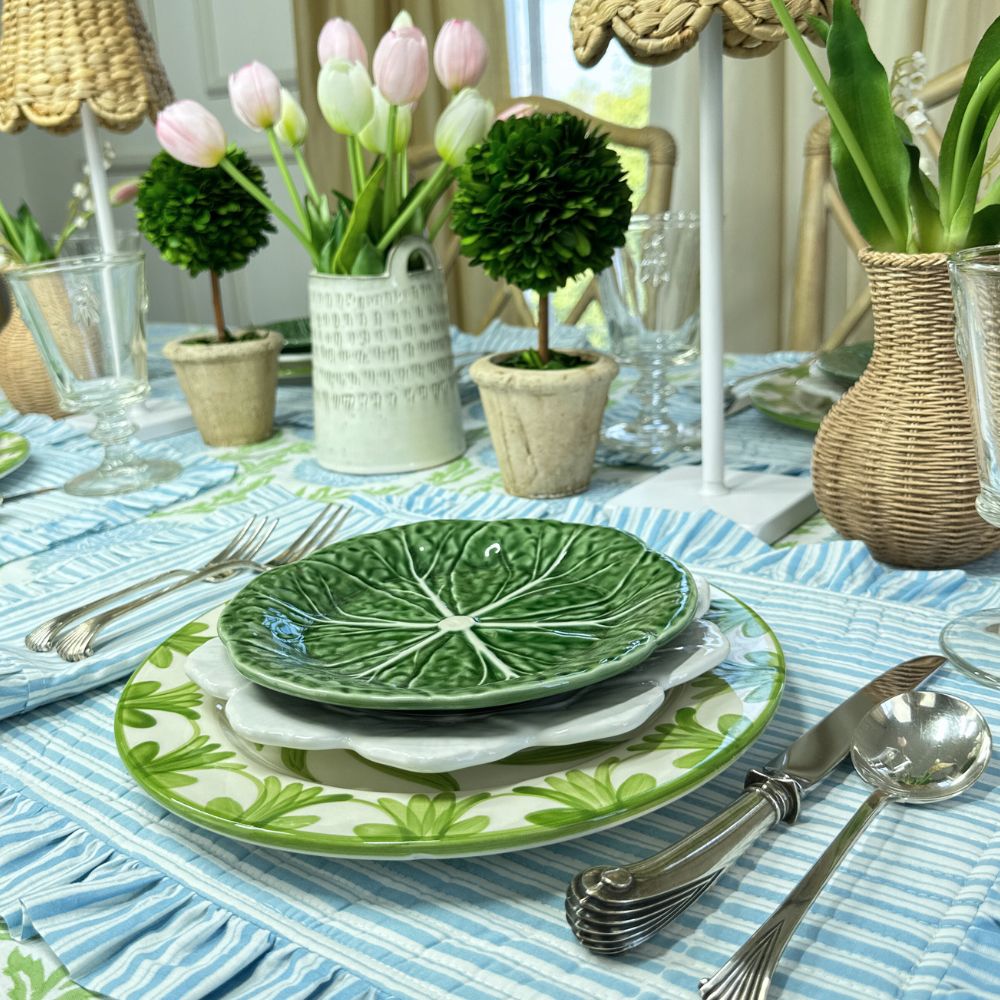 Blue Stripes - Quilted Placemats with Ruffle  - Set of 4