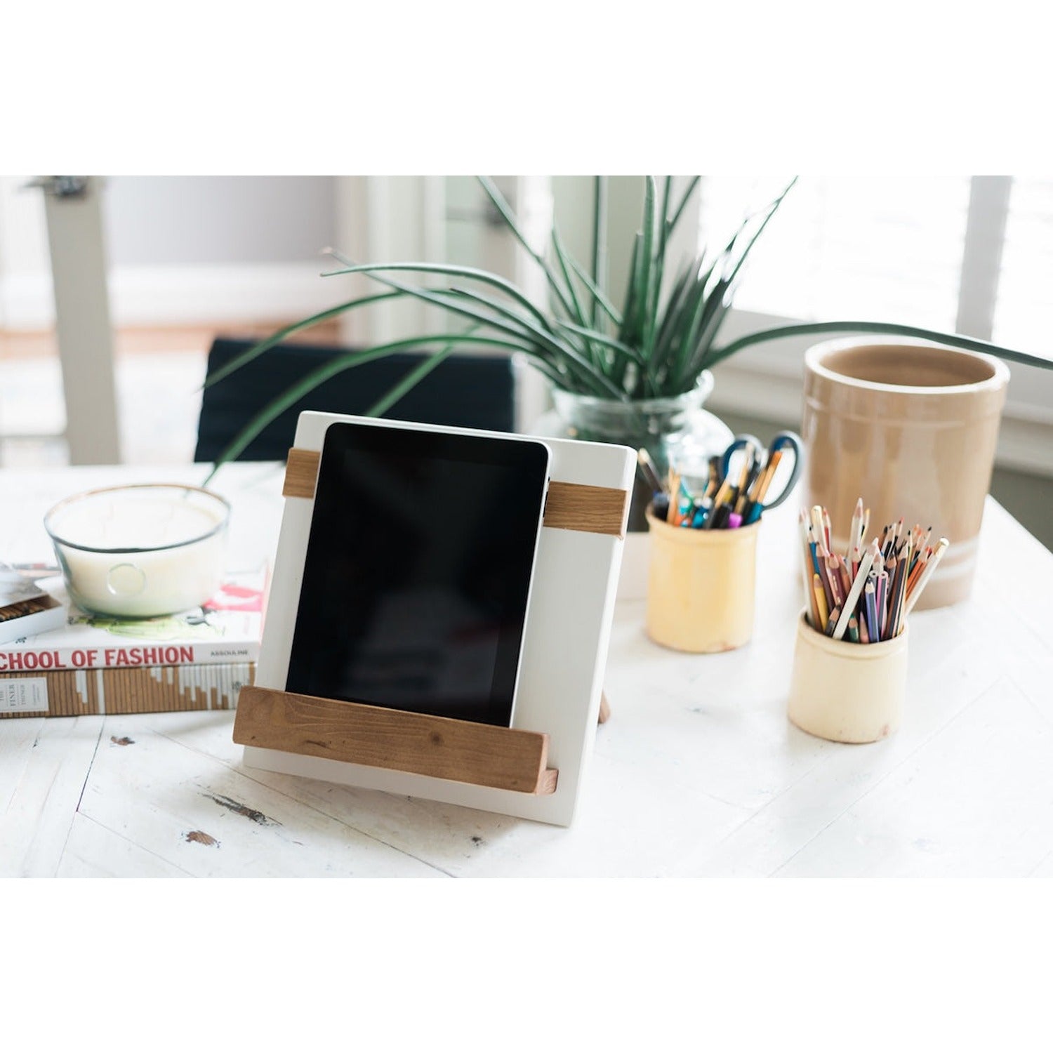 Modern iPad / Cookbook Holder, White