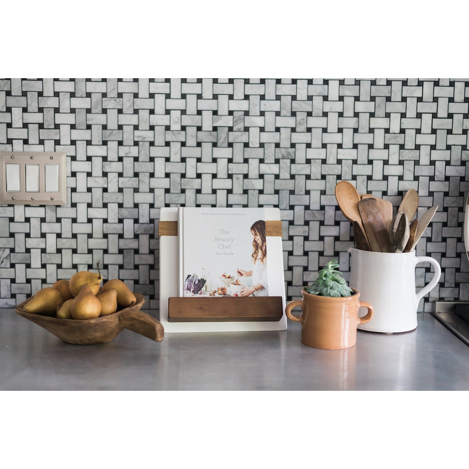 Modern iPad / Cookbook Holder, White