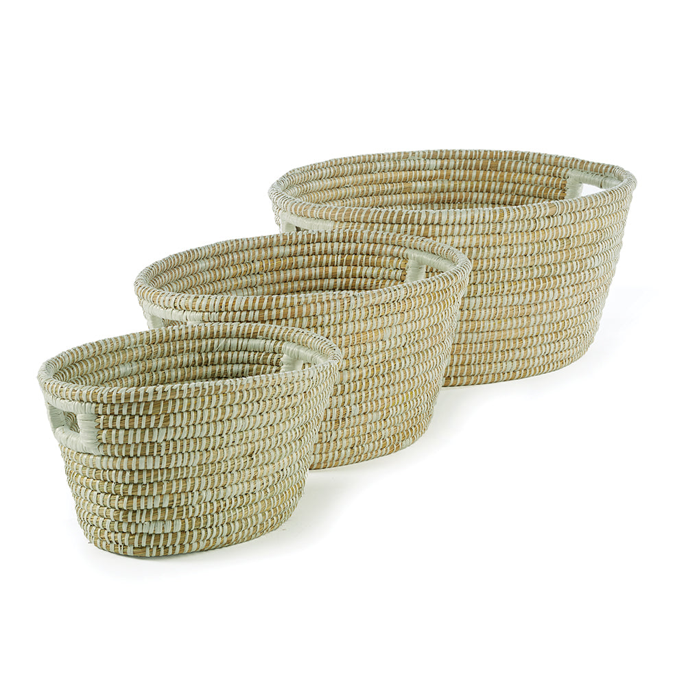 Raven Oval Baskets with Handles Set of 3