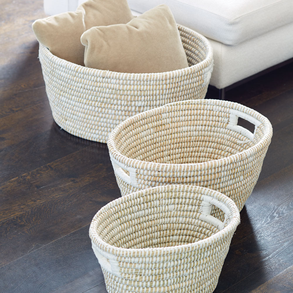 Raven Oval Baskets with Handles Set of 3