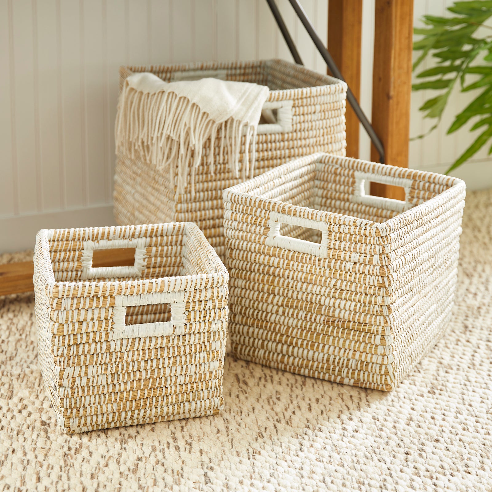 Raven Square Baskets with Handles Set of 3